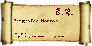 Berghofer Martos névjegykártya